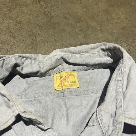 Vintage 50s Red Ram Grey Canvas Distressed Workwear Shirt - Picture 5 of 5